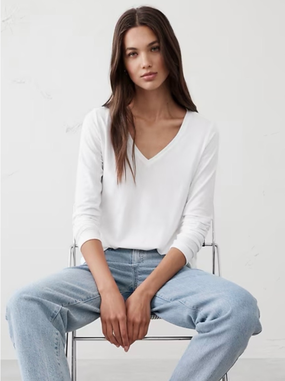 Banana Republic Timeless Long-Sleeve V-Neck T-Shirt